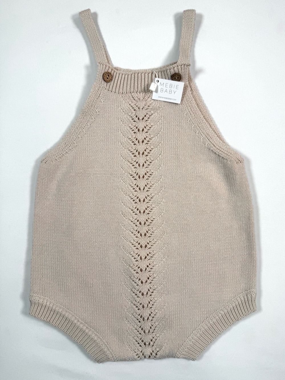 NWT MEBIE BABY Knit Romper 18M Neutral Boho Cottagecore Minimalist Heirloom NEW